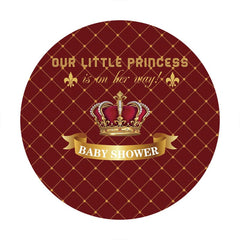 Aperturee - Gold And Red Crown Round Baby Shower Backdrop