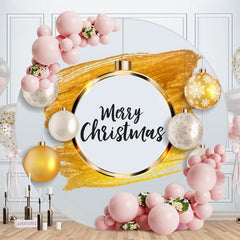 Aperturee - Gold And White Ball Round Merry Christmas Backdrop