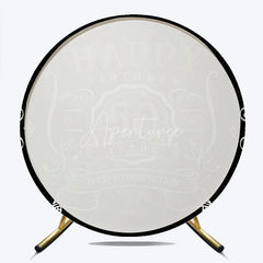 Aperturee - Gold And White Happy 50th Years Birthday Black Backdrop