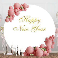 Aperturee - Gold And White Happy New Year Circle Backdrop For Party