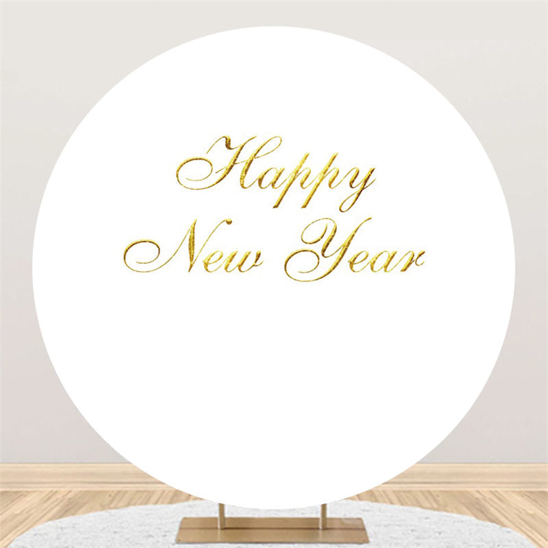 Aperturee - Gold And White Happy New Year Circle Backdrop For Party