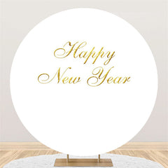 Aperturee - Gold And White Happy New Year Circle Backdrop For Party