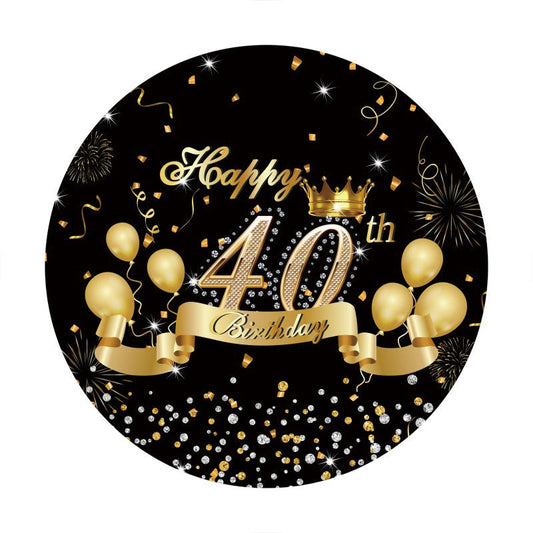 Aperturee - Gold Ballons And Diamond Round 40th Birthday Backdrop