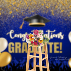 Aperturee - Gold Balloons Glitter Congrats Grad Photos Backdrop