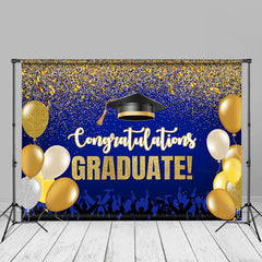 Aperturee - Gold Balloons Glitter Congrats Grad Photos Backdrop