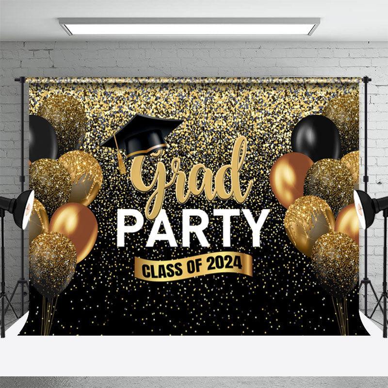 Aperturee - Gold Black Balloon Grad Party 2024 Photo Backdrop