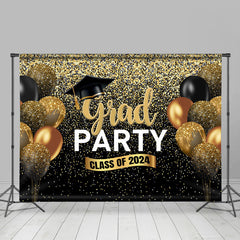 Aperturee - Gold Black Balloon Grad Party 2024 Photo Backdrop