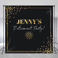 Aperturee - Gold Black Personalized Retirement Party Backdrop