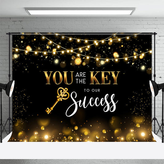 Aperturee - Gold Black The Key To Our Success Thank You Backdrop