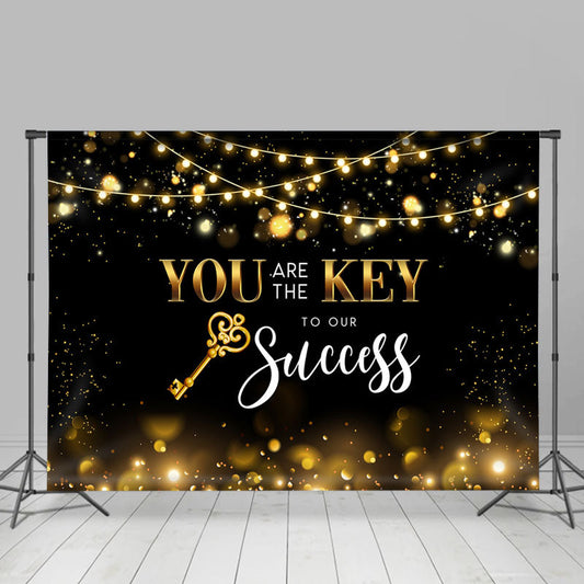 Aperturee - Gold Black The Key To Our Success Thank You Backdrop