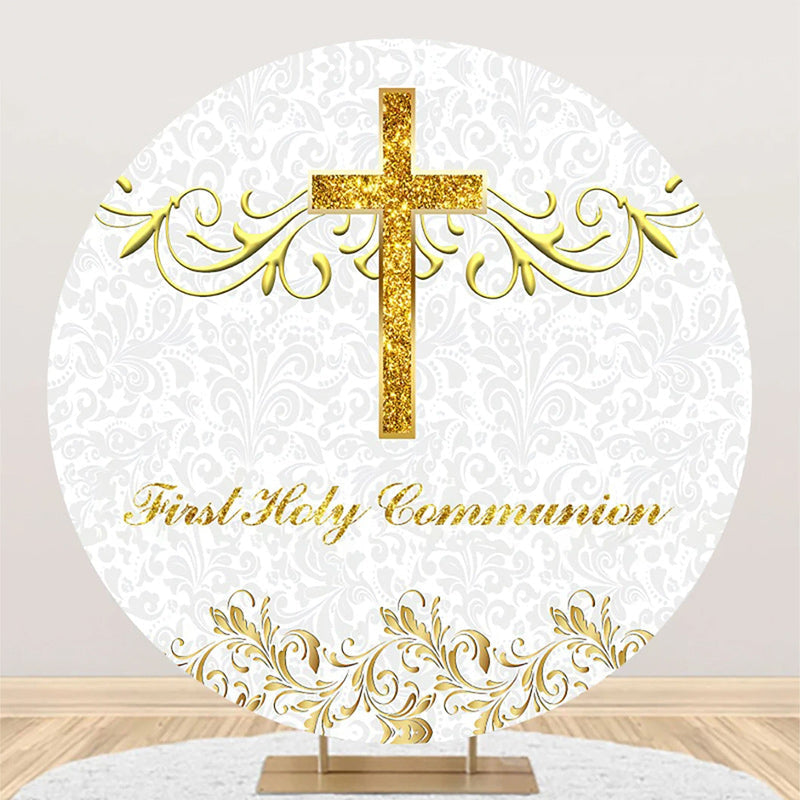 Aperturee - Gold Cross First Holy Communion Baptism Backdrop