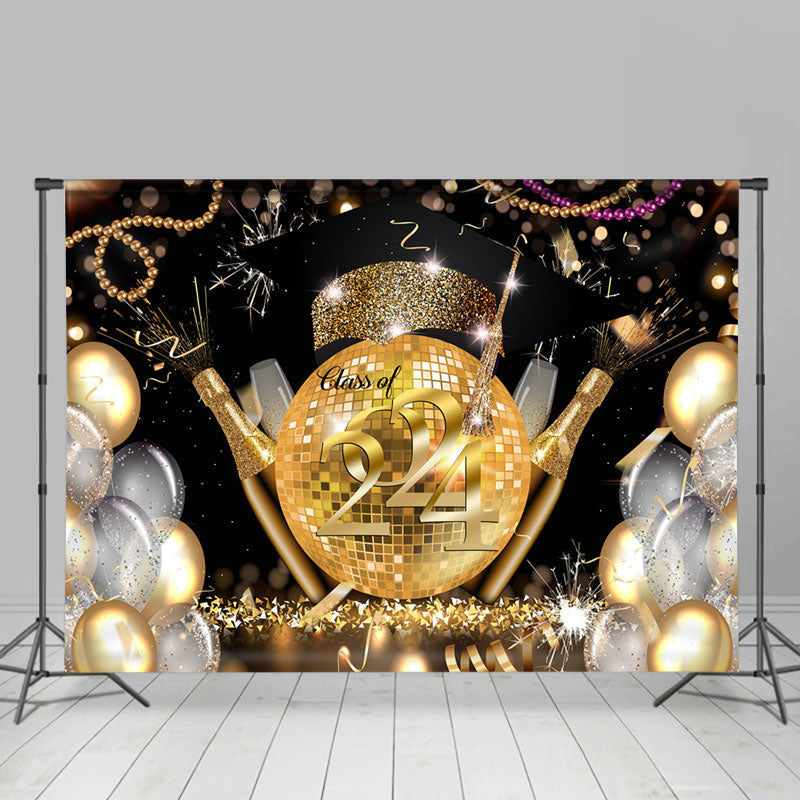 Aperturee - Gold Disco Dance Balloon 2024 Backdrop For Photo