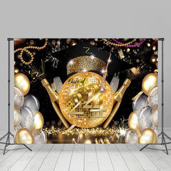 Aperturee - Gold Disco Dance Balloon 2024 Backdrop For Photo