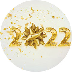 Aperturee - Gold Glitter 2022 Round White New Year Backdrop