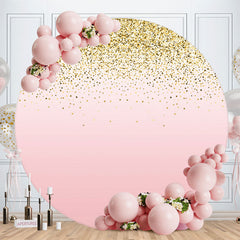 Aperturee - Gold Glitter And Pink Round Birthday Backdrop