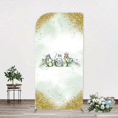 Aperturee - Gold Glitter Animals Boy Arch Baby Shower Backdrop