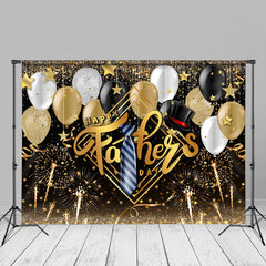 Aperturee - Gold Glitter Balloons Black Fathers Day Photo Backdrop