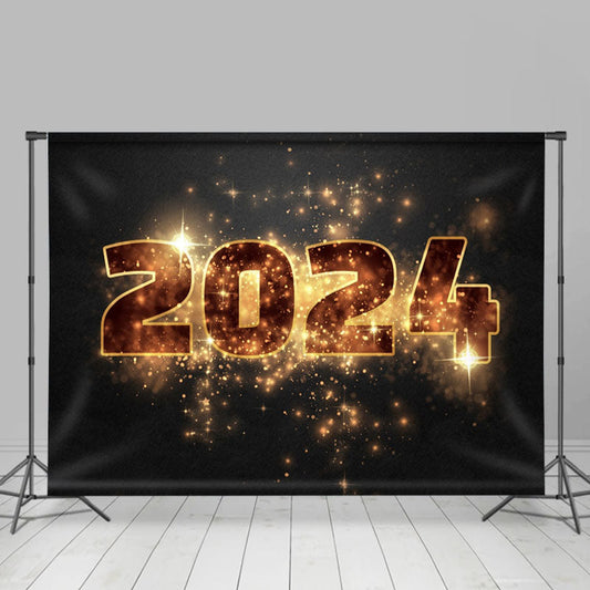 Aperturee - Gold Glitter Bokeh 2024 Happy New Year Backdrop