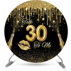 Aperturee - Gold Glitter Creamy Round 30th Birthday Backdrop