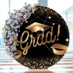 Aperturee - Gold Glitter Grad Circle Graduation Backdrops For Party