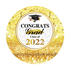 Aperturee - Gold Glitter Round Class Of 2022 Grad Backdrop