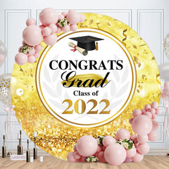 Aperturee - Gold Glitter Round Class Of 2022 Grad Backdrop