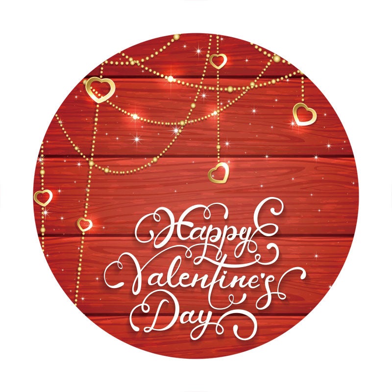 Aperturee - Gold Glitter Round Red Wood Valentines Backdorp