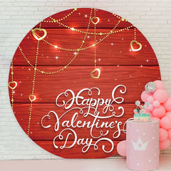 Aperturee - Gold Glitter Round Red Wood Valentines Backdorp