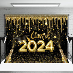 Aperturee - Gold Glitter Star Champagne Backdrop For Class Of 2024
