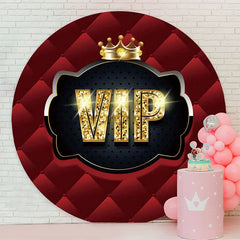Aperturee - Gold Glitter Vip Red Circle Birthday Party Backdrop