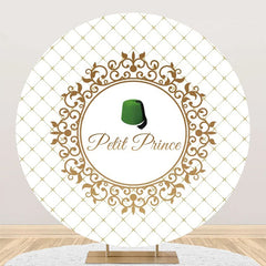 Aperturee - Gold Plaid Green Hat Petit Prince Round Backdrop