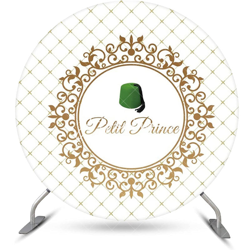 Aperturee - Gold Plaid Green Hat Petit Prince Round Backdrop