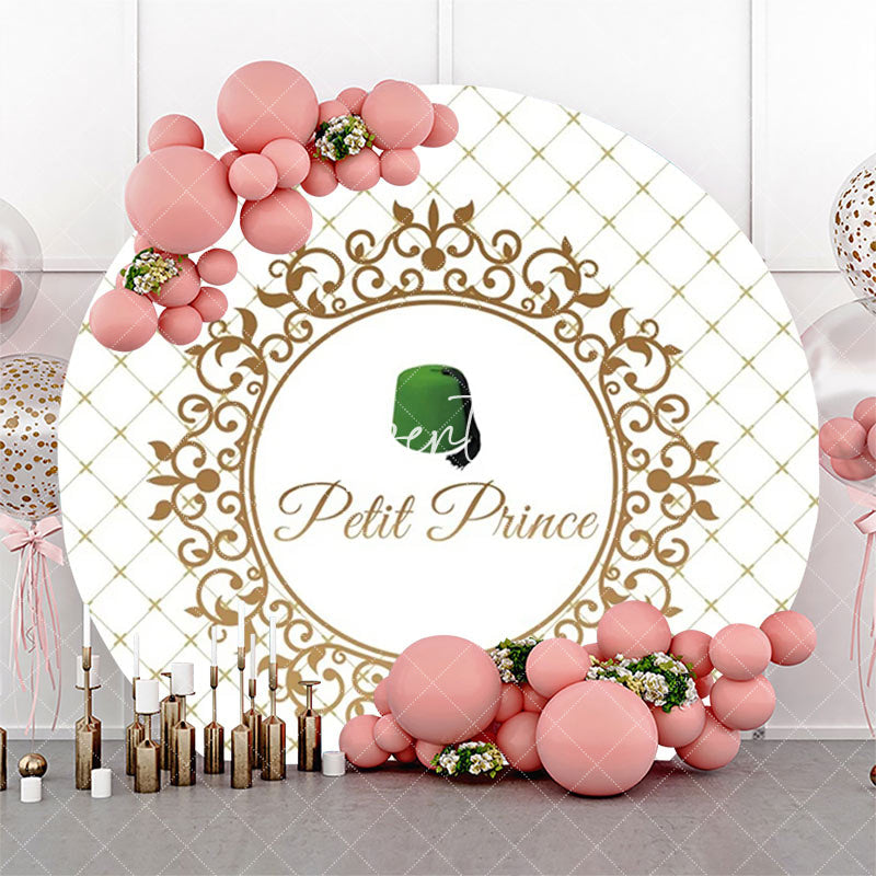 Aperturee - Gold Plaid Green Hat Petit Prince Round Backdrop