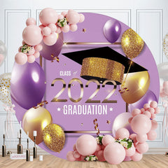 Aperturee - Gold Purple Balloons Round Class Of 2022 Backdrop