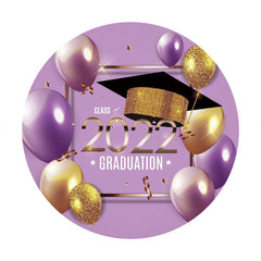 Aperturee - Gold Purple Balloons Round Class Of 2022 Backdrop