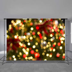 Aperturee - Gold Red Light Bokeh Spot Green Christmas Backdrop