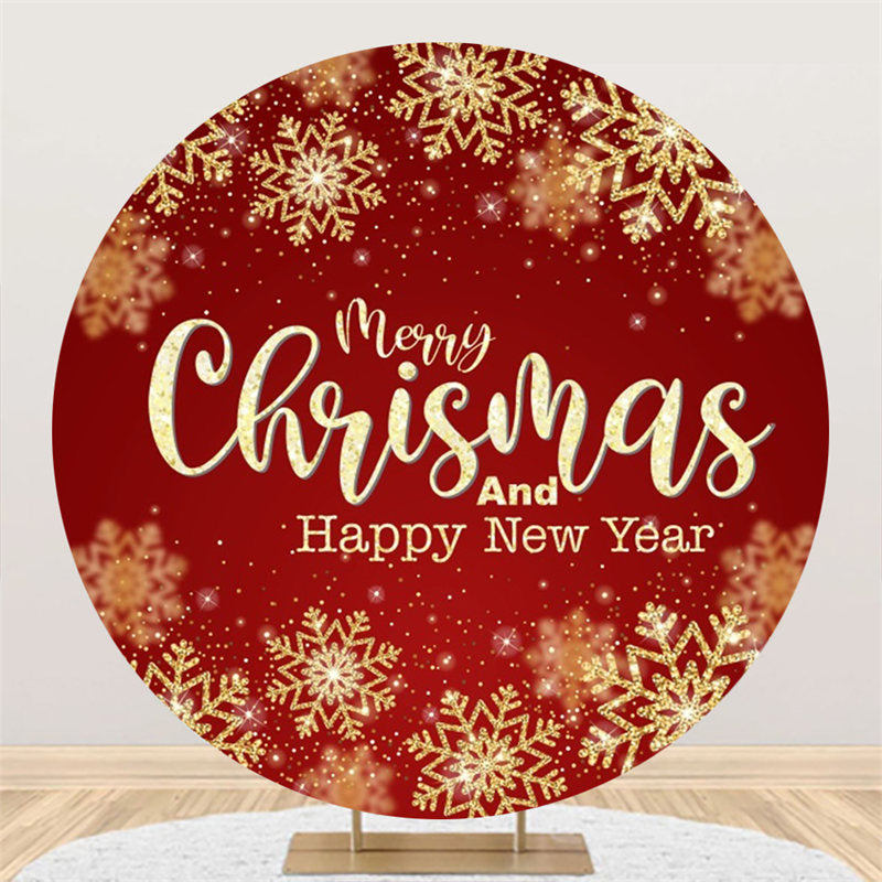 Aperturee - Gold Snowflake Bokeh Round Christmas New Year Backdrop