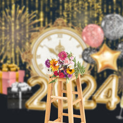 Aperturee - Gold Spark Gifts Champagne Balloon New Year Backdrop