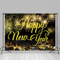 Aperturee - Gold Sparkle Bridge City Night New Year Backdrop