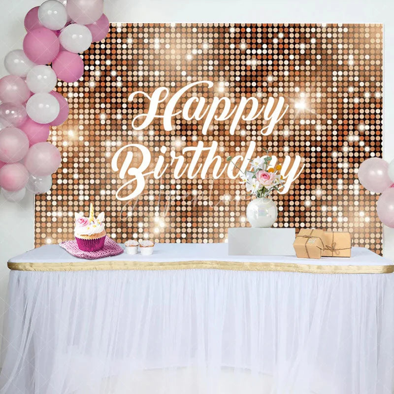 Aperturee - Gold Sparkling Sequin Dance Happy Birthday Backdrop