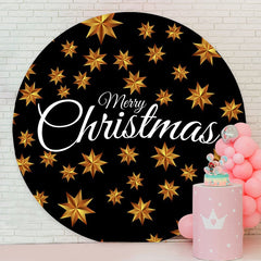 Aperturee - Gold Star And Black Round Christmas Backdrop