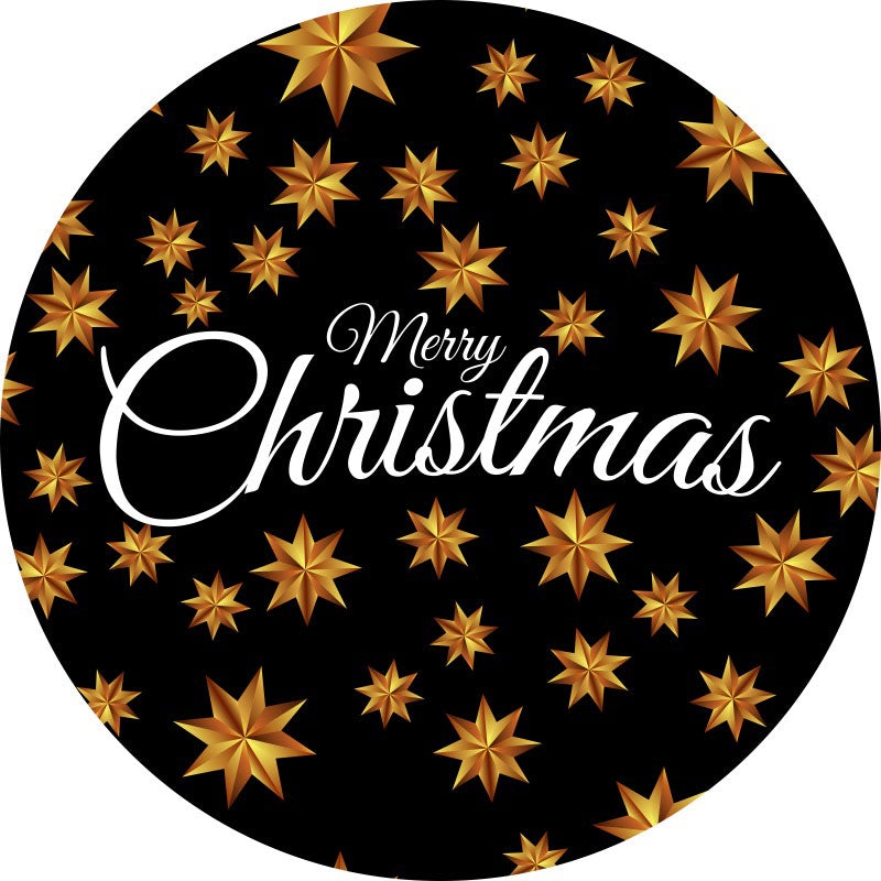 Aperturee - Gold Star And Black Round Christmas Backdrop