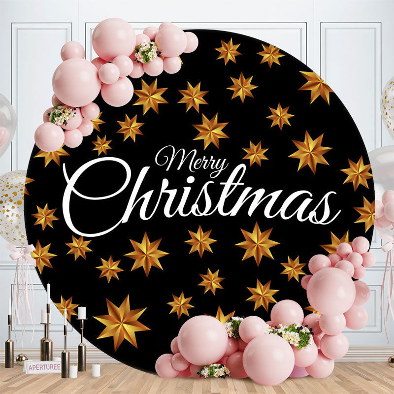 Aperturee - Gold Star And Black Round Christmas Backdrop