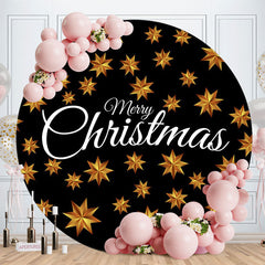 Aperturee - Gold Star And Black Round Christmas Backdrop