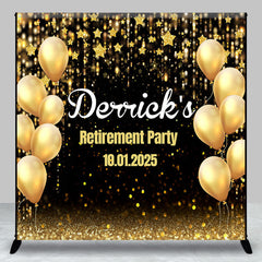 Aperturee - Golden Balloon Star Bokeh Custom Retirement Backdrop