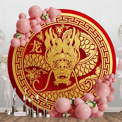 Aperturee - Golden Dragon Design Round Chinese New Year Backdrop