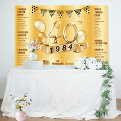 Aperturee - Golden legend Balloon Happy 40th Birthday Backdrop