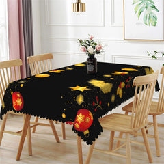Aperturee - Golden Pine Branches Lanterns Christmas Tablecloth