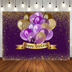 Aperturee - Gorgeous Golden Bokeh Purple Happy Birthday Backdrop