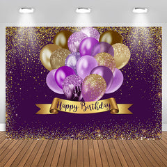 Aperturee - Gorgeous Golden Bokeh Purple Happy Birthday Backdrop